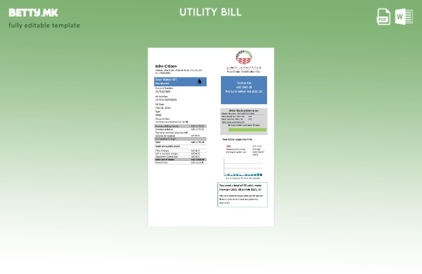 модерен стил Шаблон за сметки за комунални услуги за вода на Обединетите Арапски